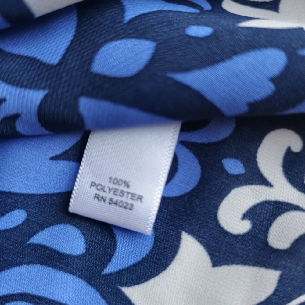 Banana Republic Blue Damask Print Popover Top Blouse Small - Picture 13 of 13